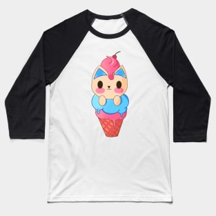 Ice Cream Kitten Baseball T-Shirt